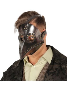Maschera medico della peste steampunk marrone con becco e occhiali per Halloween costume gotico