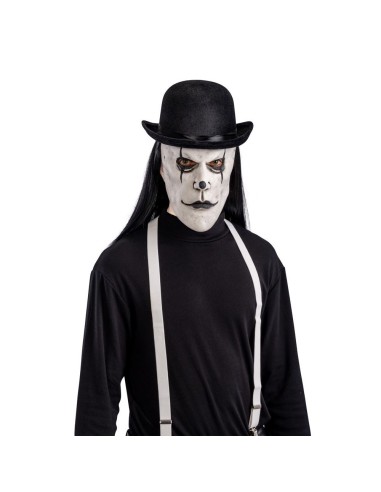 Maschera bianca in lattice con trucco nero e lacrime dipinte per Halloween horror