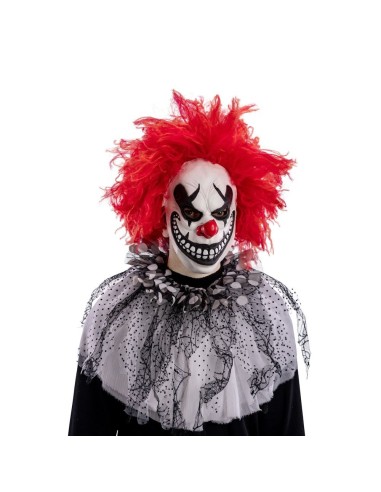 Maschera clown spaventoso in lattice con sorriso terrificante e denti in vista per Halloween