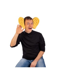 Uomo con orecchie giganti gialle in EVA per costume divertente e travestimento