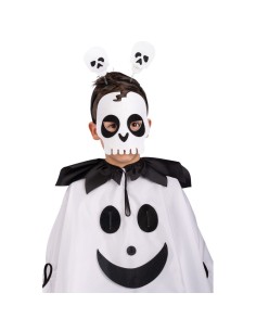 Set teschio Halloween con maschera bianca e cerchietto fantasmi in feltro per costume horror
