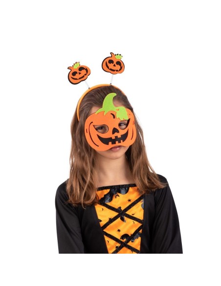 Set Halloween zucca con maschera arancione e cerchietto feltro decorativo per bambina