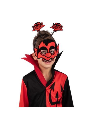 Set vampiro con maschera rossa diabolica e cerchietto con rose rosse per Halloween