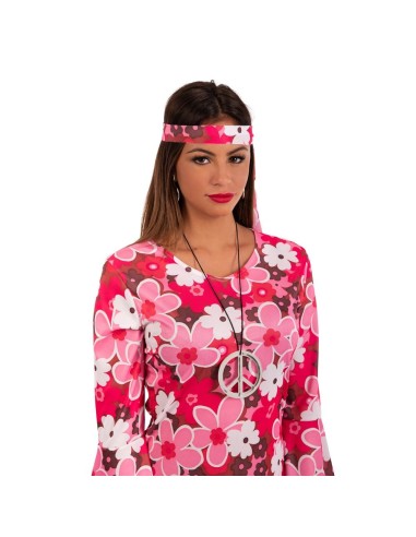 Collana con simbolo peace and love hippie in plastica per costume anni 70