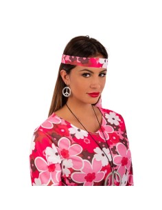 Orecchini peace and love hippie in plastica con simbolo della pace e clip per costume anni 70
