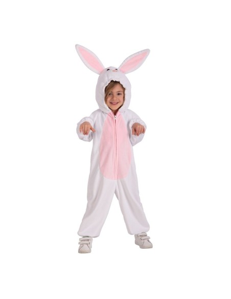 Costume coniglietto bambino tutona bianca pelliccetta cappuccio orecchie lunghe Carnevale