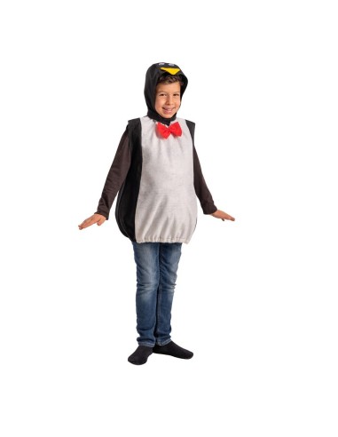 Costume pinguino bambino con panno nero bianco e copricapo per Carnevale