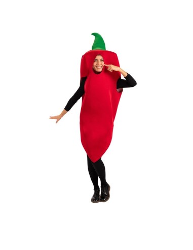 Costume peperoncino rosso con cappello verde per feste a tema divertenti Halloween Carnevale