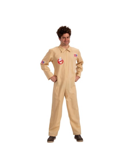 Costume acchiappa fantasmi tuta beige con logo Ghostbusters per feste Halloween uomo