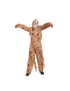 Costume mummia beige con tuta fasciature e maschera per Halloween travestimento horror egizio