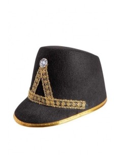Cappello majorette nero in feltro con ricami dorati e visiera per costume militare