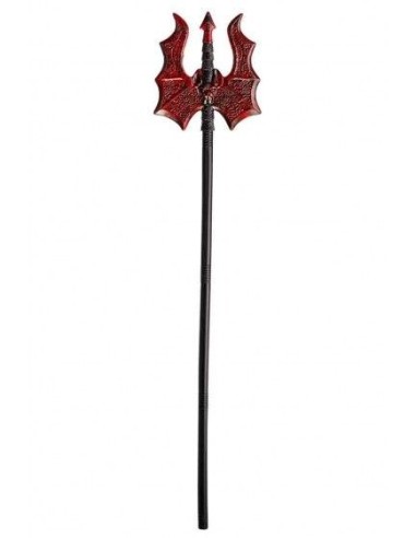 Tridente smontabile rosso e nero alto 120 cm per costume da diavolo Halloween con tre punte decorative