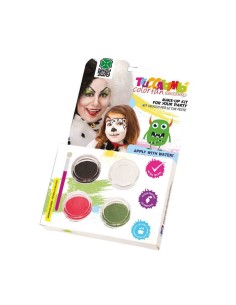 Kit trucco ad acqua tema dalmata con colori bianco nero e pennello per face painting bambini