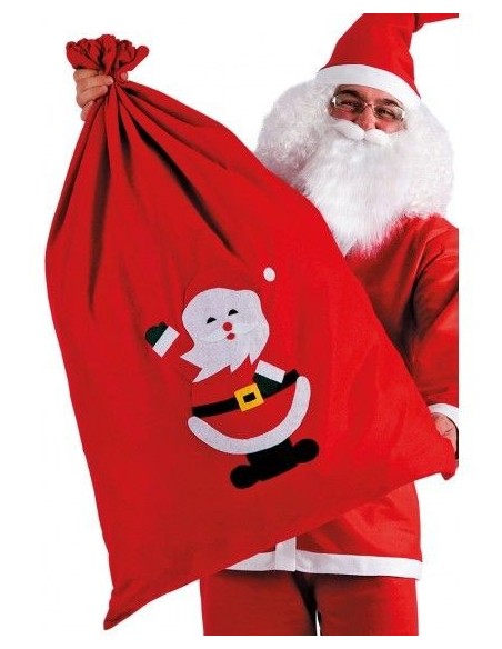 Sacco Babbo Natale rosso in feltro con decorazione Santa Claus per costume natalizio