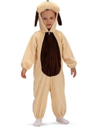 Costume cucciolo beige e marrone con cappuccio orecchie per bambino Carnevale Halloween