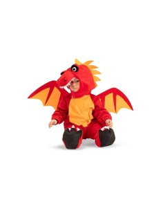 Tutina costume draghetto neonato rossa con cappuccio cresta ali per Carnevale Halloween
