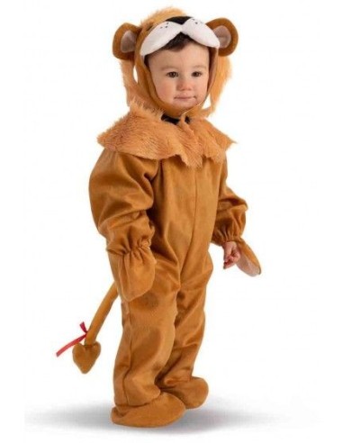 Tutina costume da leoncino marrone con cappuccio orecchie e coda per neonato bambino