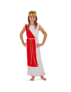 Costume da romana con tunica bianca e fascia rossa per feste storiche e Carnevale