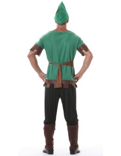 Costume Robin Hood verde con cappello, cintura e arco per feste a tema medievale 2
