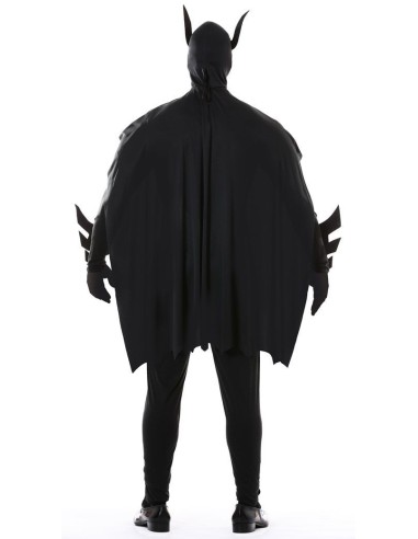 Costume Batman replica nero completo con tuta muscolare, mantello, maschera e cintura per adulto