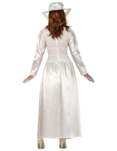 Costume Mary Poppins donna con vestito bianco corsetto rosso cappello e guanti per festa a tema Disney 2