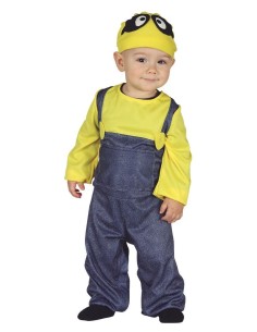 Costume baby Minion giallo e blu con cappello per neonato 6-12 mesi