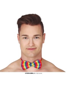 Papillon multicolor arcobaleno con strisce colorate per feste e gay pride