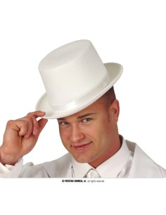 Uomo indossa cilindro bianco in feltro, cappello elegante per costume gentleman vittoriano