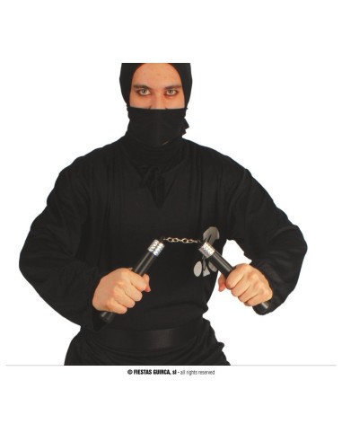 Nunchaku ninja in legno con catenella metallica, accessorio per costume orientale da 20 centimetri