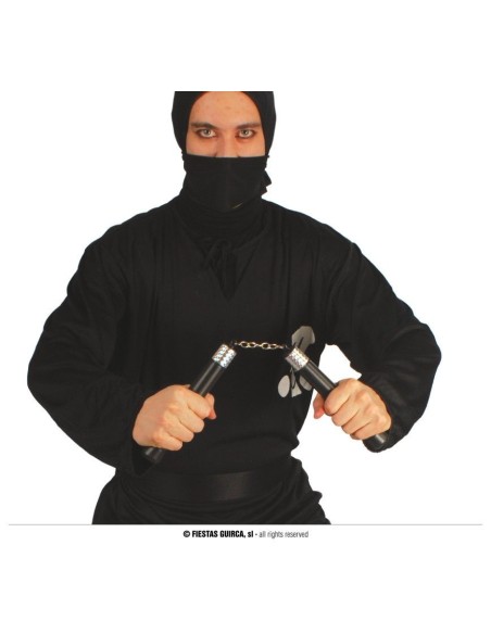 Nunchaku ninja in legno con catenella metallica, accessorio per costume orientale da 20 centimetri