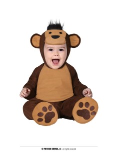 Costume scimmietta marrone per neonato 18-24 mesi con cappuccio orecchie e zampette