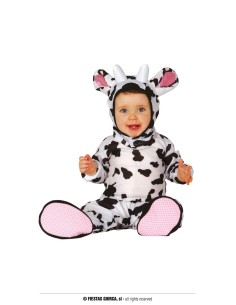 Costume mucca neonato con tutina macchiata bianca nera cappuccio orecchie per bambini 18-24 mesi