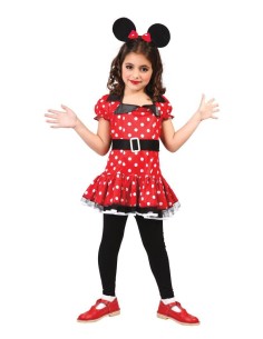 Costume Minnie Mouse bambina con vestito rosso a pois e orecchie Disney per Carnevale