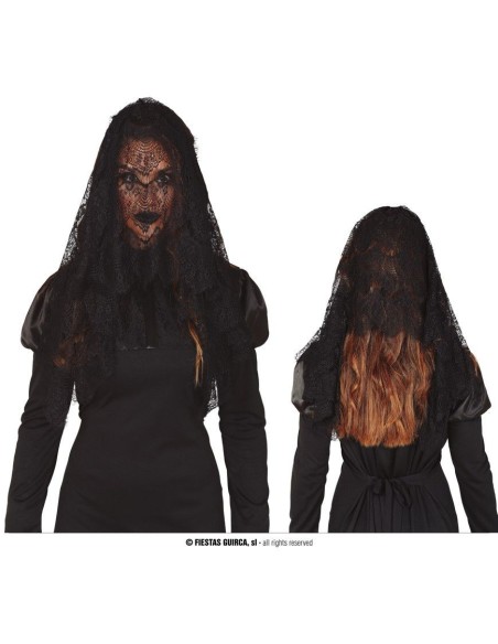 Mantellina nera con cappuccio per costume Halloween donna, accessorio misterioso