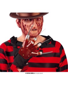 Guanto Freddy Krueger con artigli metallici per costume Halloween horror