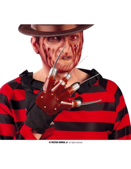 Guanto Freddy Krueger con artigli metallici per costume Halloween horror