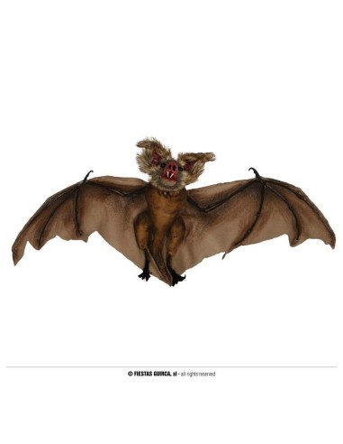 Pipistrello decorativo Halloween 60 cm ali spiegate colore marrone realistico