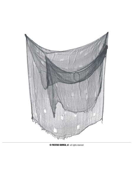 Tenda decorativa grigia semitrasparente 200x500cm per decorazioni Halloween horror casa stregata