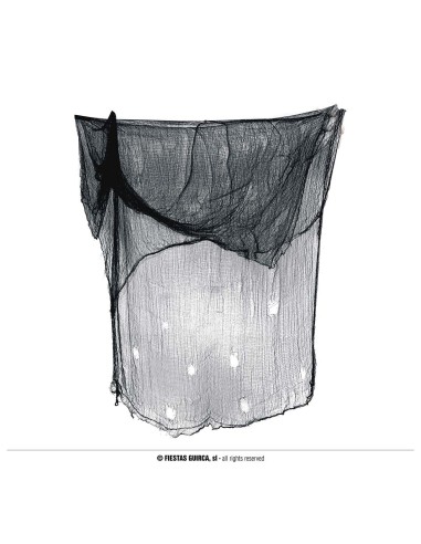 Tenda decorativa nera semitrasparente 200x500cm per decorazioni Halloween e feste a tema