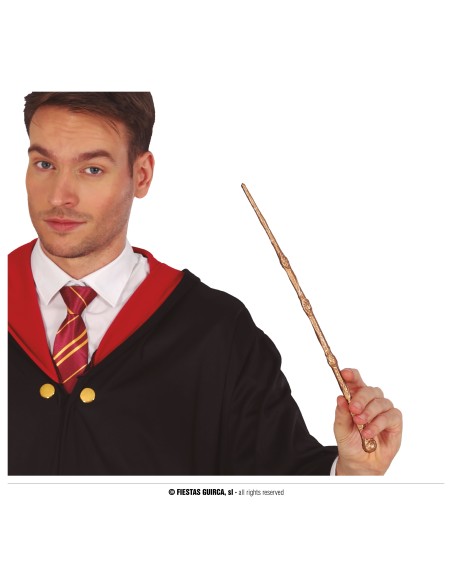 Bacchetta magica da mago marrone 34 cm accessorio per costume Halloween