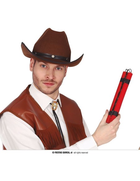 Candelotto dinamite giocattolo rosso e nero accessorio costume western bandito cowboy fuorilegge