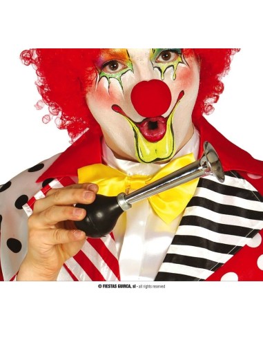 Trombetta da clown con corpo metallico e bulbo nero per accessori costume circo