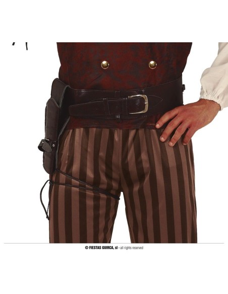 Fondina western in pelle marrone con cintura per costume da cowboy adulto