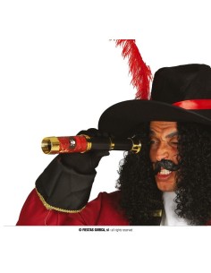 Cannocchiale pirata telescopico dorato accessorio costume carnevale con dettagli realistici