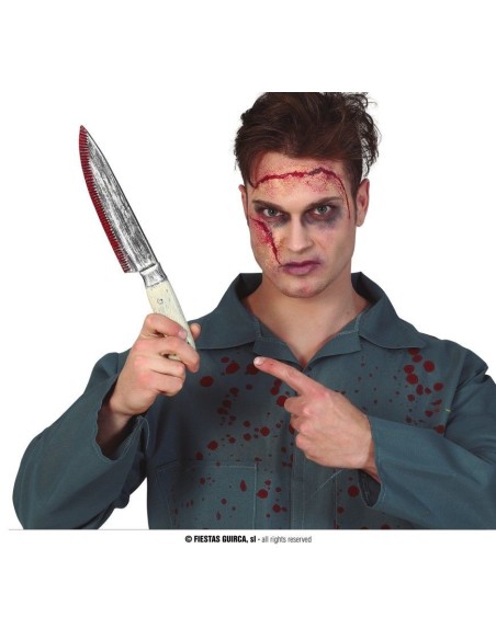 Coltello da cucina finto insanguinato accessorio Halloween costume horror spaventoso