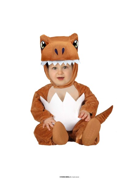Costume T-Rex arancione per neonato con cappuccio dinosauro e coda imbottita per Carnevale