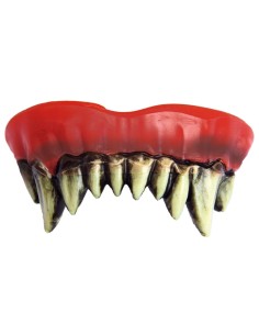 Denti da mostro con canini affilati e aspetto invecchiato per costumi Halloween horror