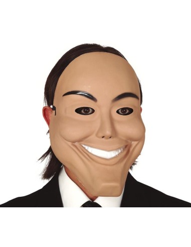 Maschera ladro sorridente con baffi e sorriso malizioso per travestimenti e feste in maschera