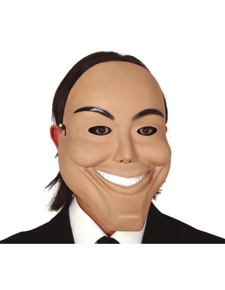 Maschera ladro sorridente con baffi e sorriso malizioso per travestimenti e feste in maschera