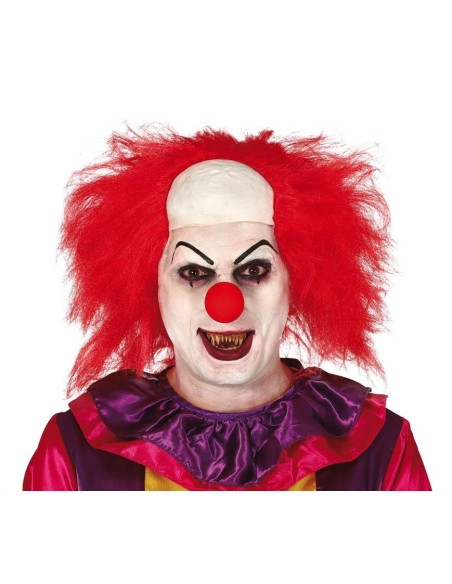 Parrucca pagliaccio horror rossa riccia con stempiatura per costume Halloween spaventoso